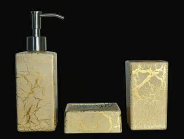 KALAHARI SET WHITE/GOLD - Countertop glass soap dish by Glass Design - view 2